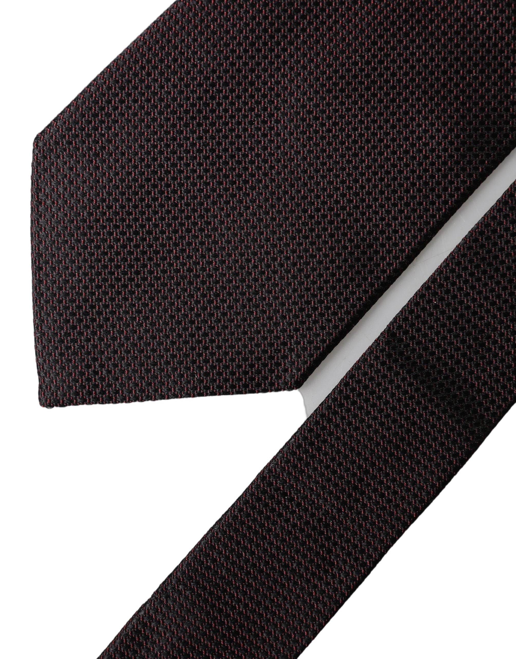 Dolce & Gabbana Dolce & Gabbana Black Red Patterned 100% Silk Adjustable Men NeckMen's Men's Tie