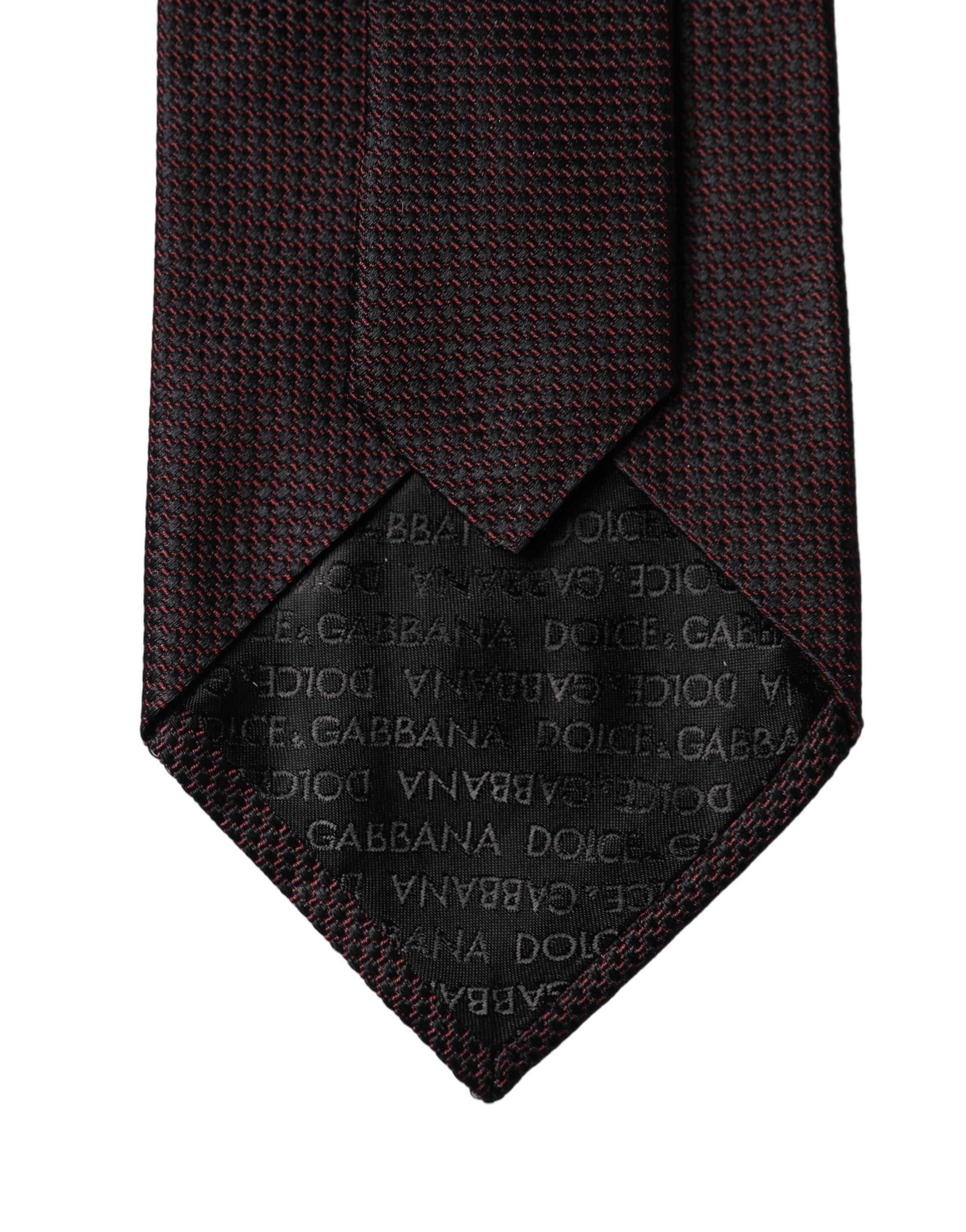 Dolce & Gabbana Dolce & Gabbana Black Red Patterned 100% Silk Adjustable Men NeckMen's Men's Tie