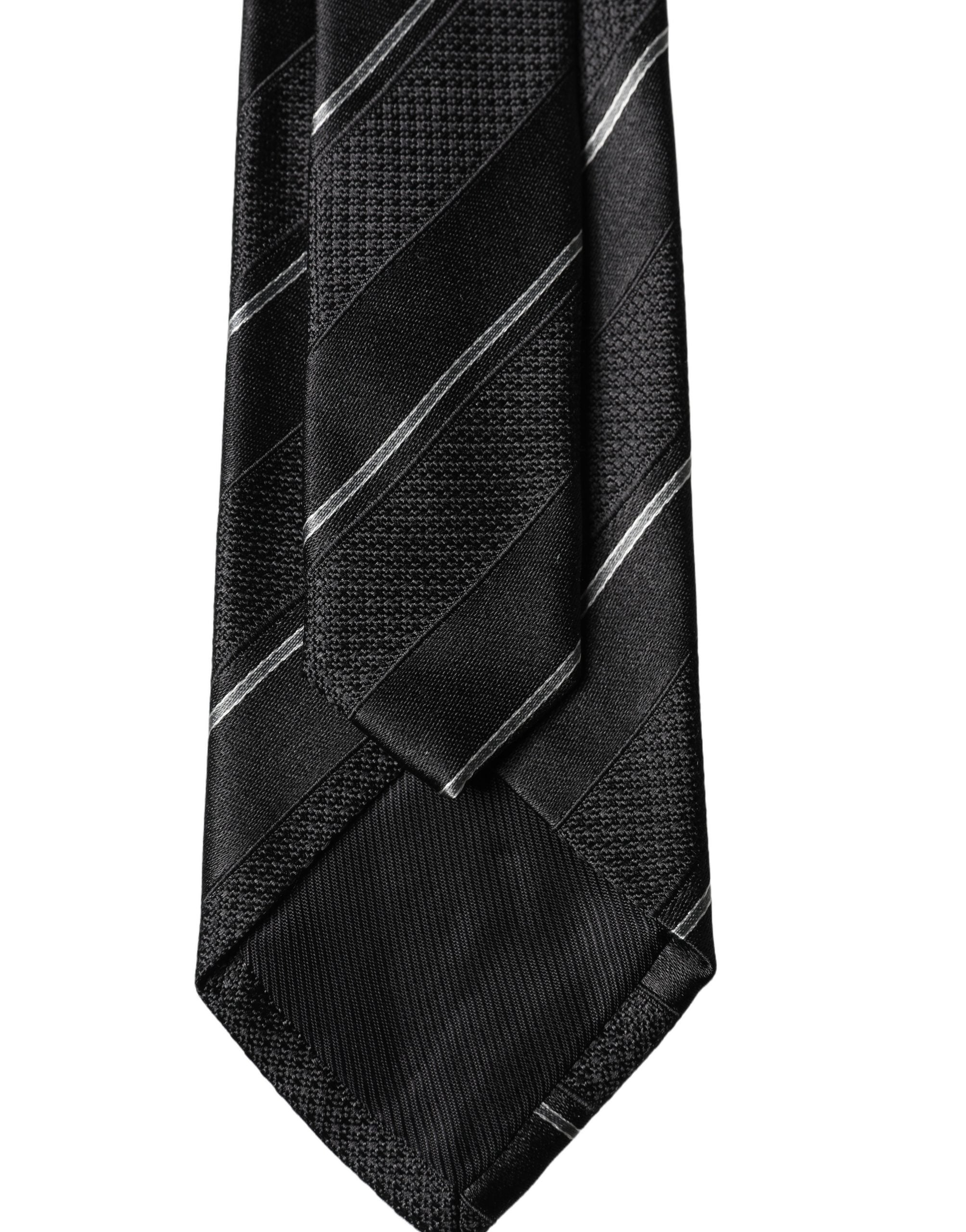 Dolce & Gabbana Dolce & Gabbana Black White Stripes 100% Silk Adjustable Men NeckMen's Men's Tie