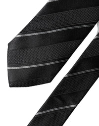 Dolce & Gabbana Dolce & Gabbana Black White Stripes 100% Silk Adjustable Men NeckMen's Men's Tie