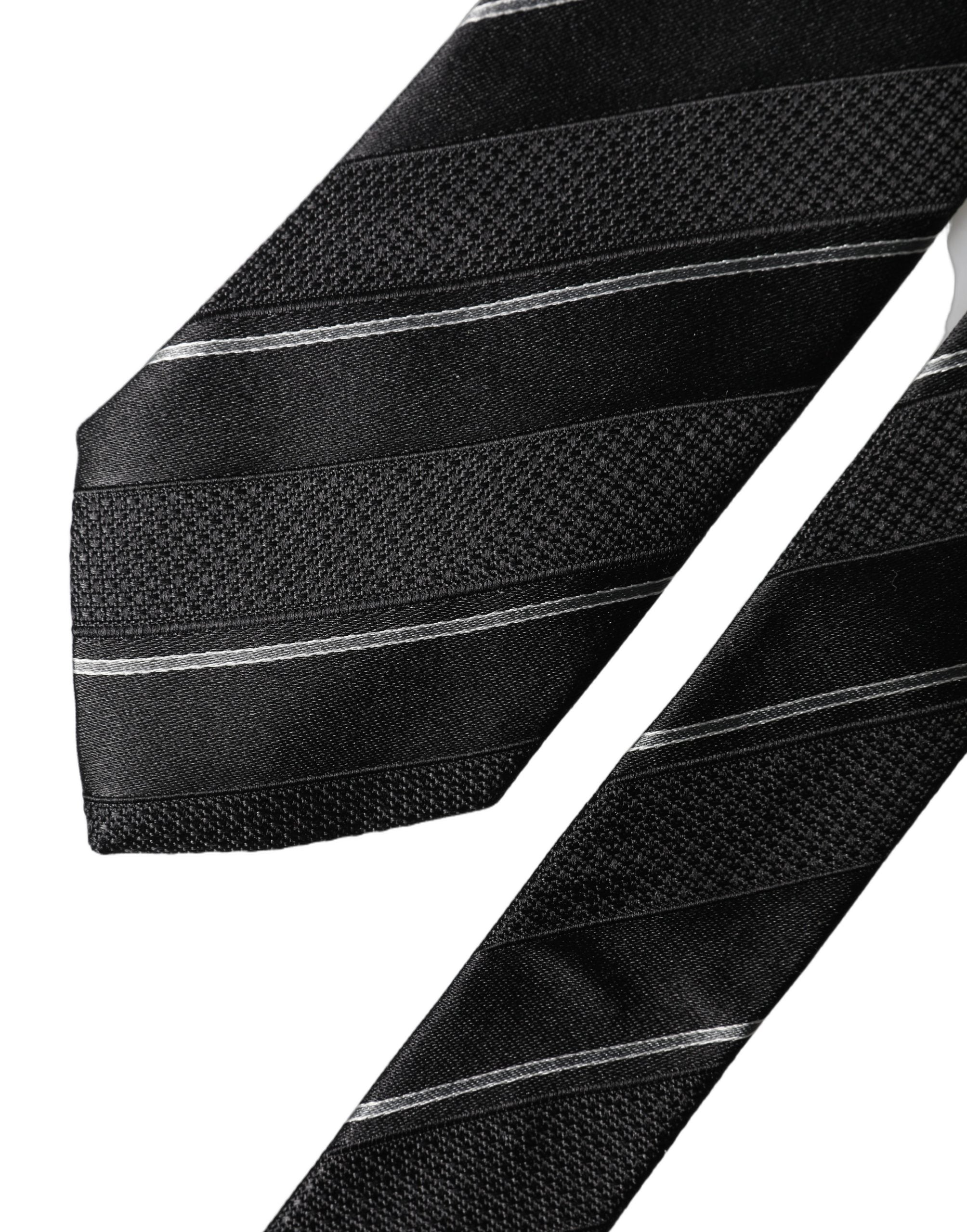 Dolce & Gabbana Dolce & Gabbana Black White Stripes 100% Silk Adjustable Men NeckMen's Men's Tie