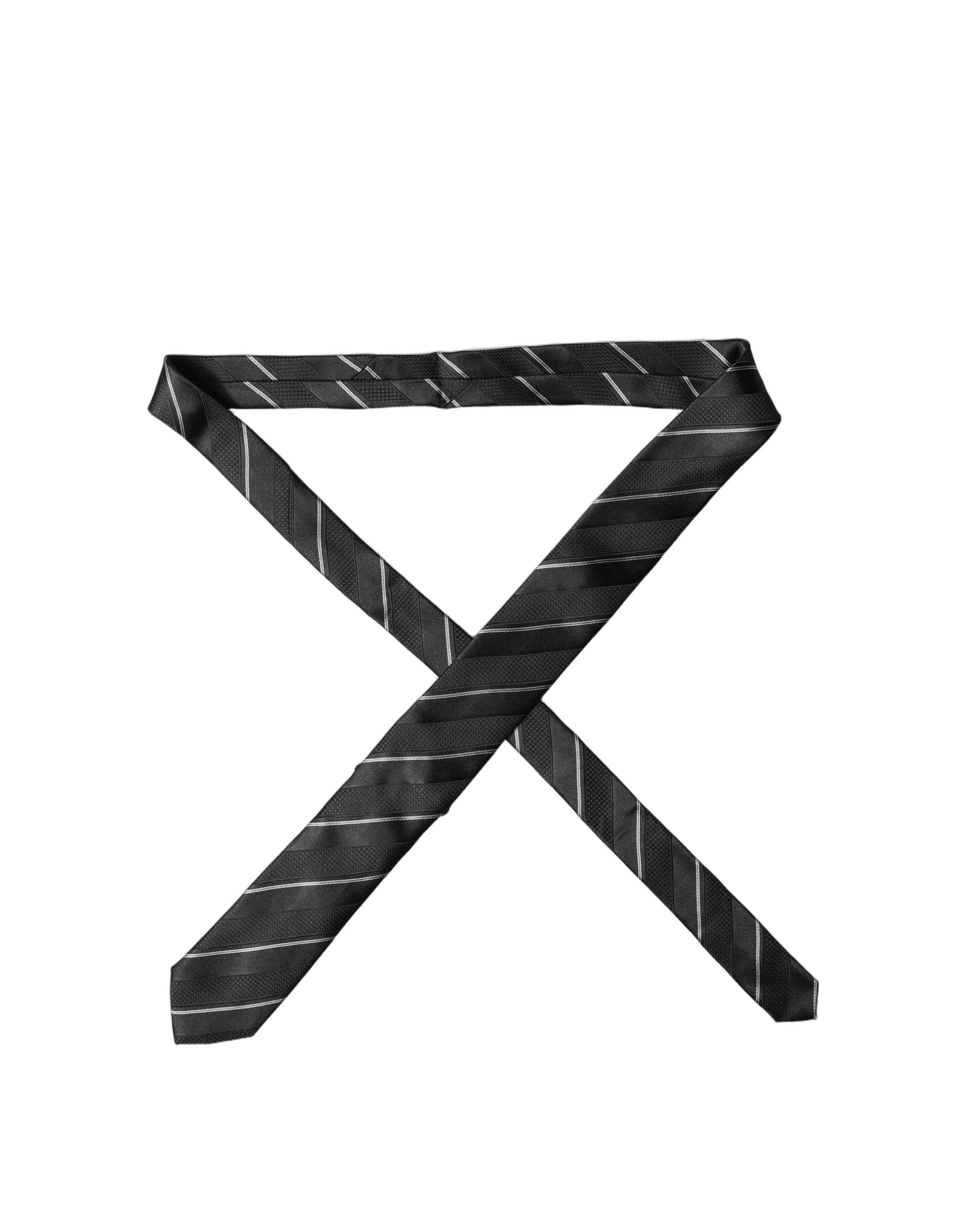 Dolce & Gabbana Dolce & Gabbana Black White Stripes 100% Silk Adjustable Men NeckMen's Men's Tie