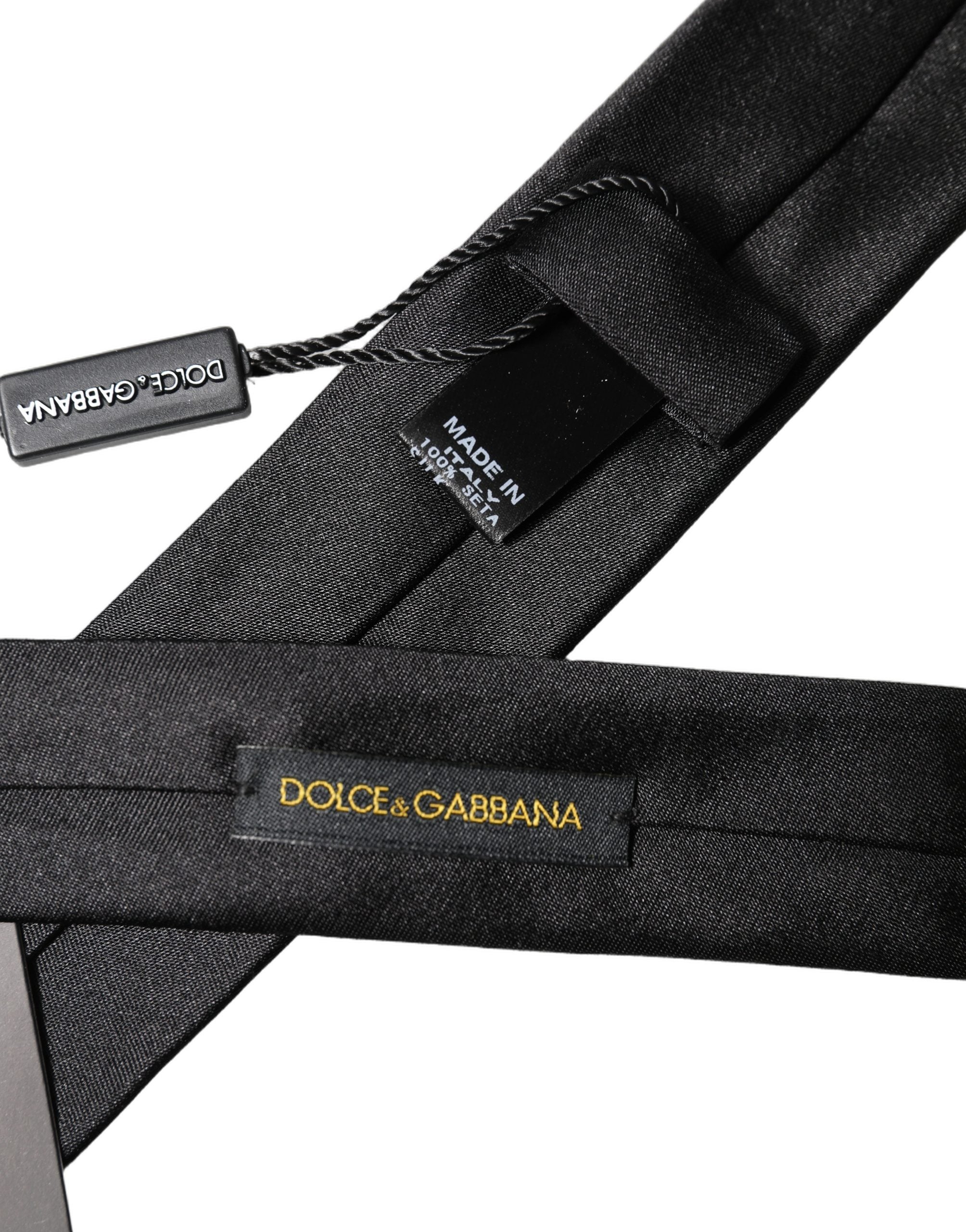 Dolce & Gabbana Dolce & Gabbana Black D&G Embroidery Silk Adjustable Men NeckMen's Men's Tie