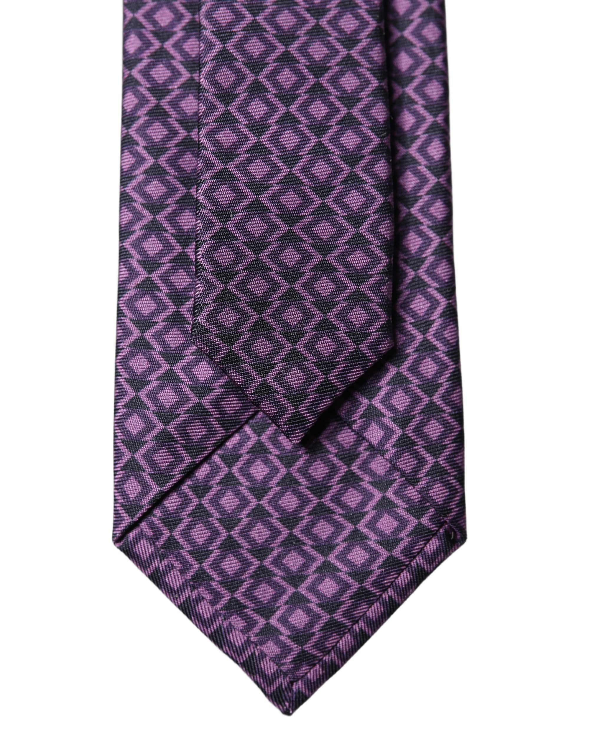 Dolce & Gabbana Dolce & Gabbana Purple Patterned 100% Silk Adjustable Men NeckMen's Men's Tie