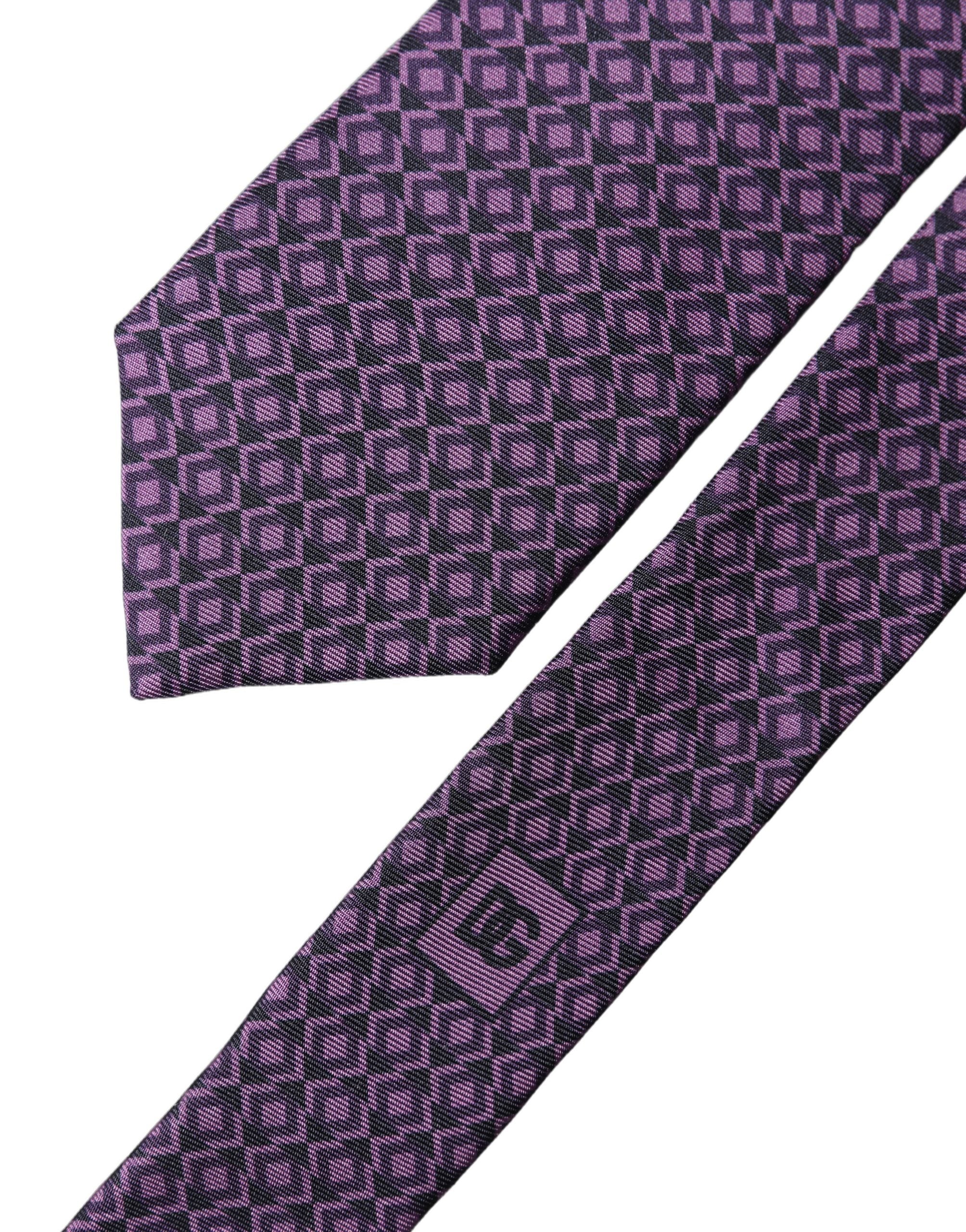 Dolce & Gabbana Dolce & Gabbana Purple Patterned 100% Silk Adjustable Men NeckMen's Men's Tie