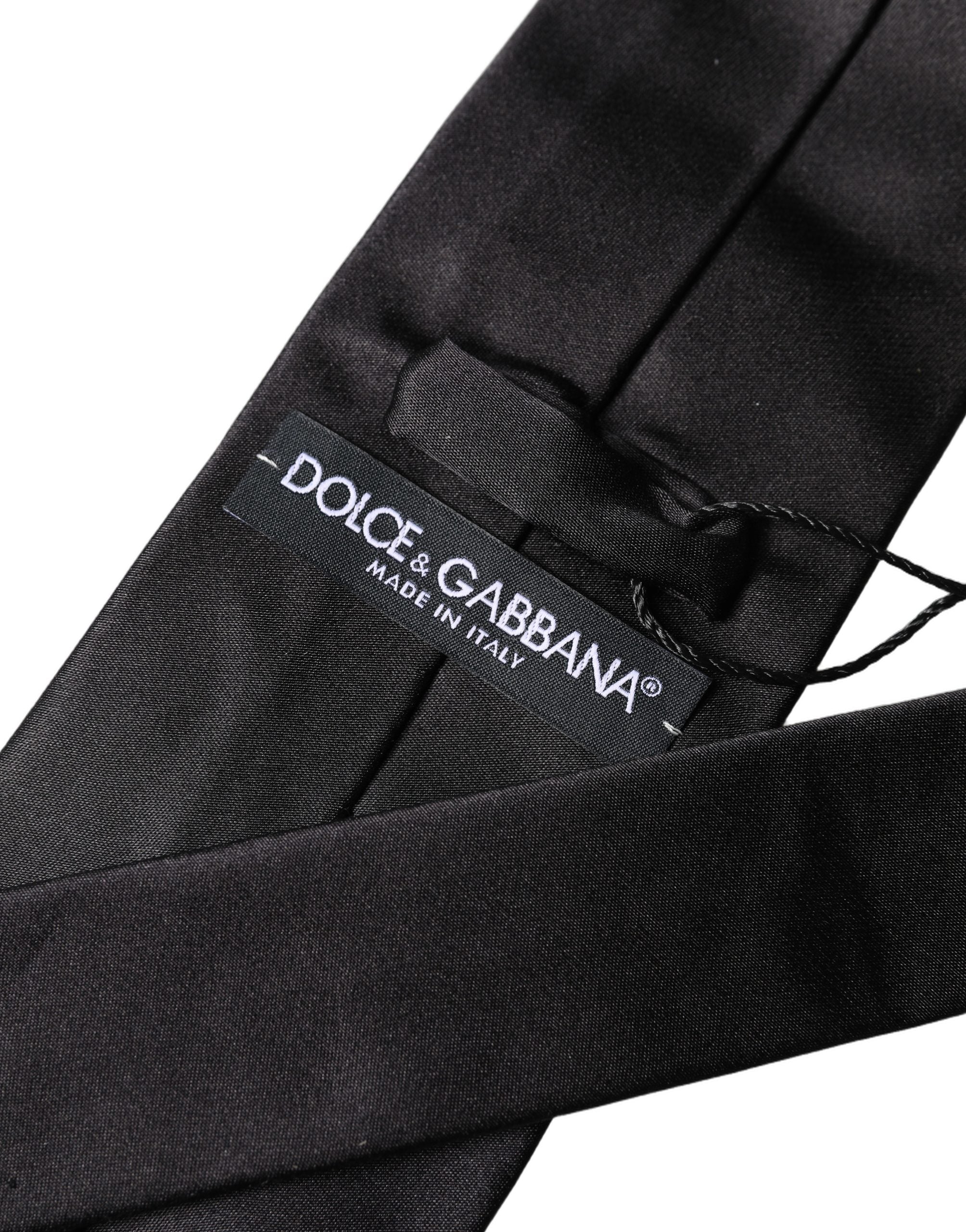 Dolce & Gabbana Brown Logo Embroidery Silk Adjustable Men NeckMen's Men's Tie