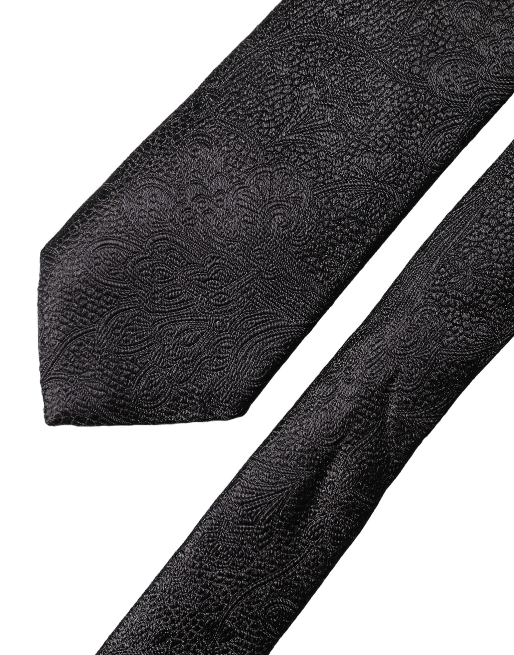Dolce & Gabbana Dolce & Gabbana Black Floral Brocade Silk Adjustable Men Men'sd NeckMen's Men's Tie