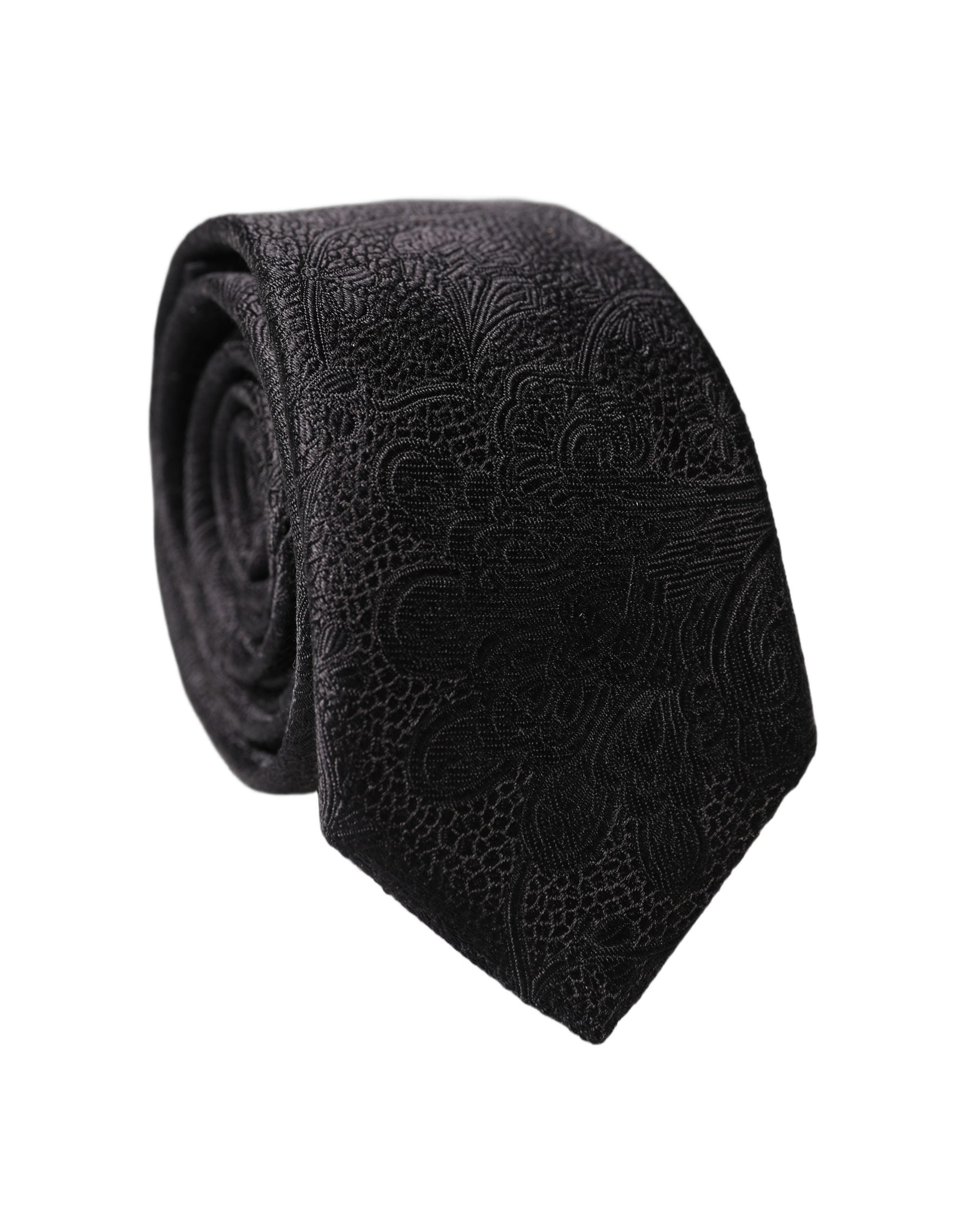 Dolce & Gabbana Dolce & Gabbana Black Floral Brocade Silk Adjustable Men Men'sd NeckMen's Men's Tie