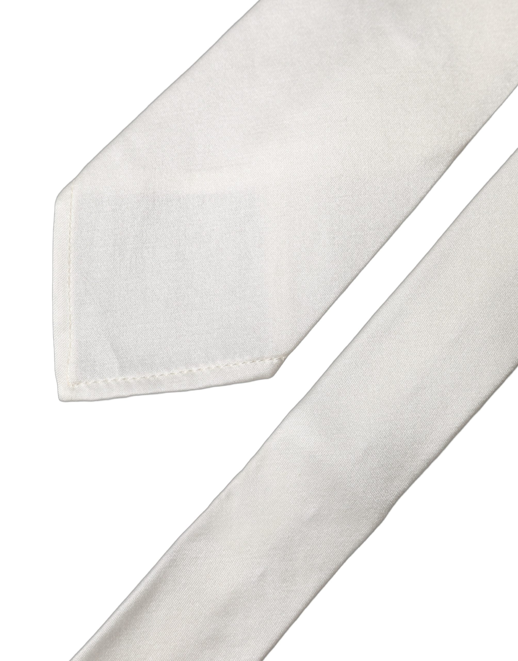 Dolce & Gabbana Dolce & Gabbana White Solid Silk Blend Adjustable Men Men'sd NeckMen's Men's Tie