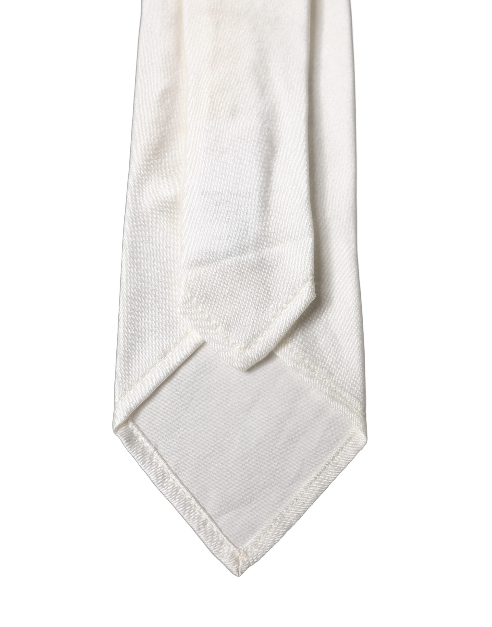 Dolce & Gabbana Dolce & Gabbana White Solid Silk Blend Adjustable Men Men'sd NeckMen's Men's Tie