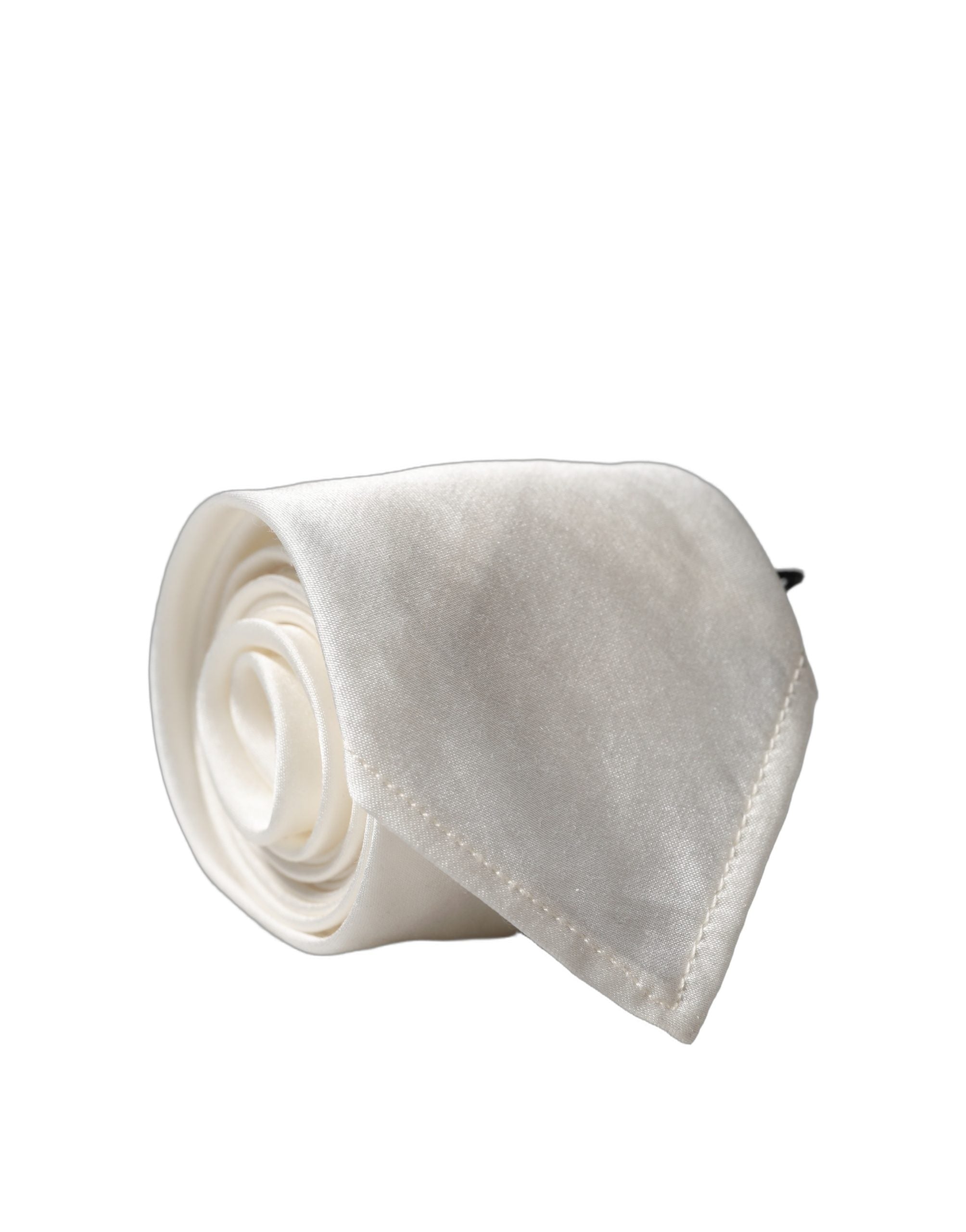 Dolce & Gabbana Dolce & Gabbana White Solid Silk Blend Adjustable Men Men'sd NeckMen's Men's Tie