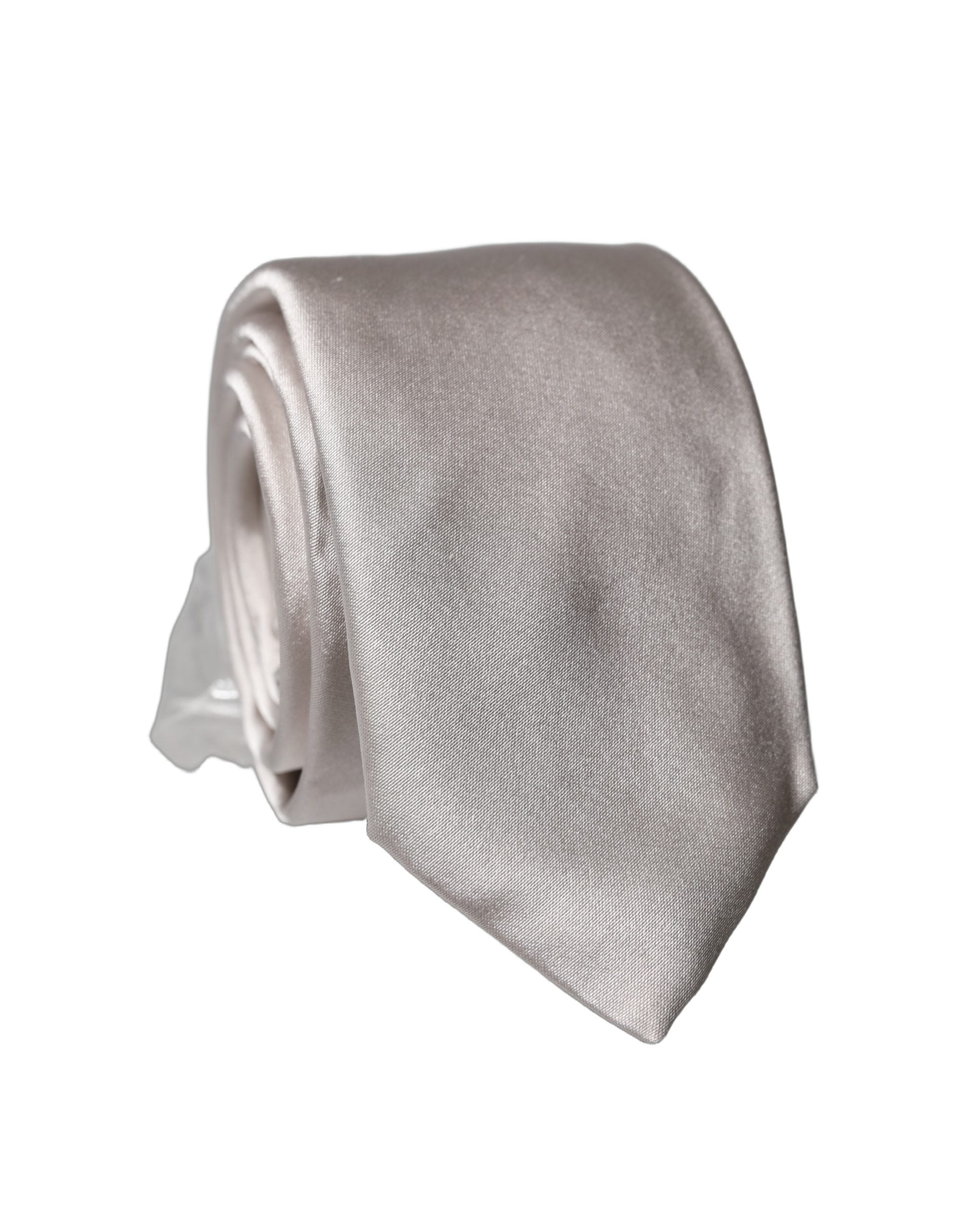 Dolce & Gabbana Dolce & Gabbana Light Gray Silk Satin Wide Adjustable Men NeckMen's Men's Tie