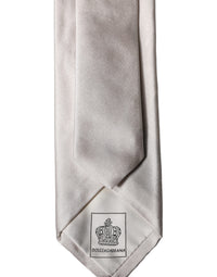 Dolce & Gabbana Dolce & Gabbana Light Gray Silk Satin Wide Adjustable Men NeckMen's Men's Tie