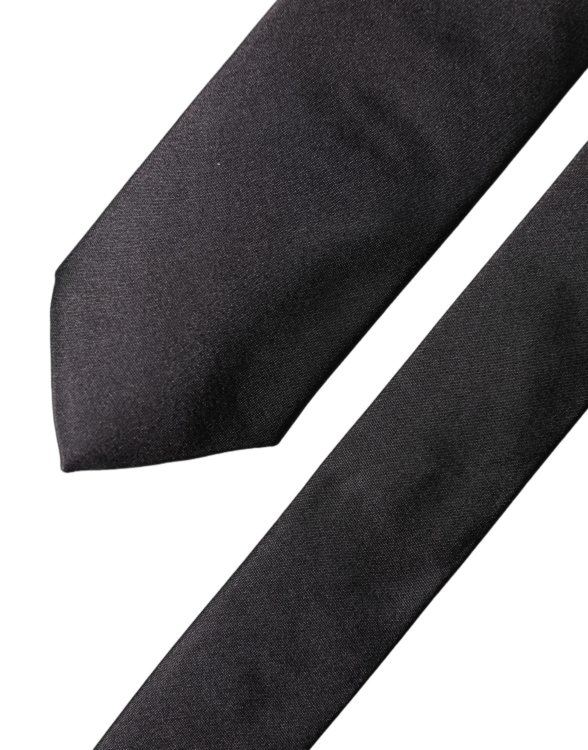 Dolce & Gabbana Dolce & Gabbana Black Solid 100% Silk Adjustable Men Men'sd NeckMen's Men's Tie