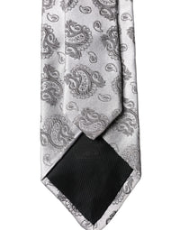 Dolce & Gabbana Dolce & Gabbana Silver Gray Paisley Silk Adjustable Men Men'sd NeckMen's Men's Tie