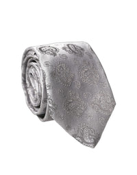 Dolce & Gabbana Dolce & Gabbana Silver Gray Paisley Silk Adjustable Men Men'sd NeckMen's Men's Tie