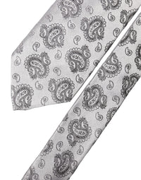 Dolce & Gabbana Dolce & Gabbana Silver Gray Paisley Silk Adjustable Men Men'sd NeckMen's Men's Tie