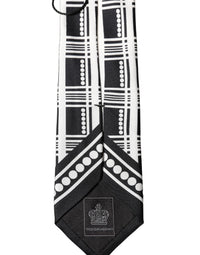 Dolce & Gabbana Dolce & Gabbana Black White Abstract Silk Adjustable Men Men'sd NeckMen's Men's Tie