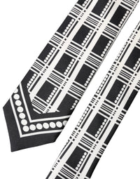 Dolce & Gabbana Dolce & Gabbana Black White Abstract Silk Adjustable Men Men'sd NeckMen's Men's Tie