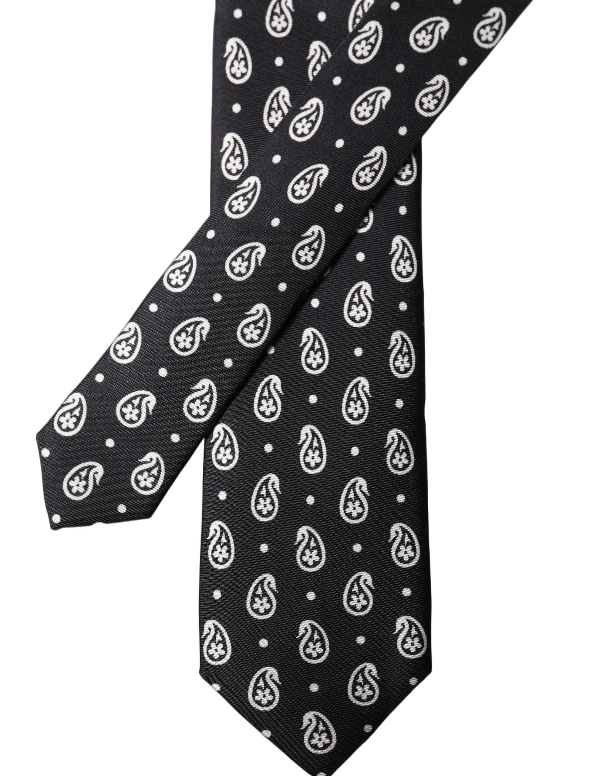 Dolce & Gabbana Dolce & Gabbana Black Paisley 100% Silk Adjustable Men Men'sd NeckMen's Men's Tie