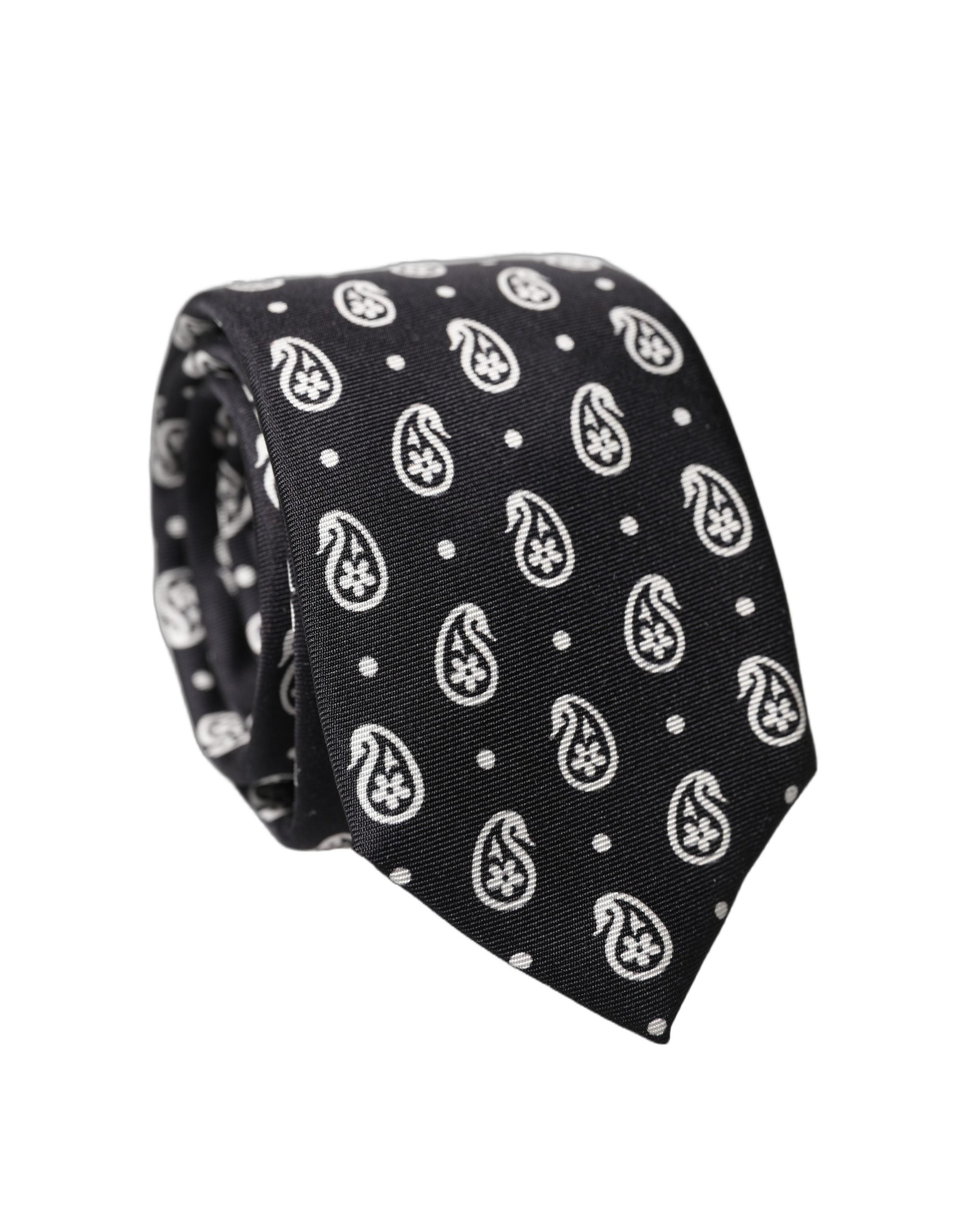Dolce & Gabbana Dolce & Gabbana Black Paisley 100% Silk Adjustable Men Men'sd NeckMen's Men's Tie
