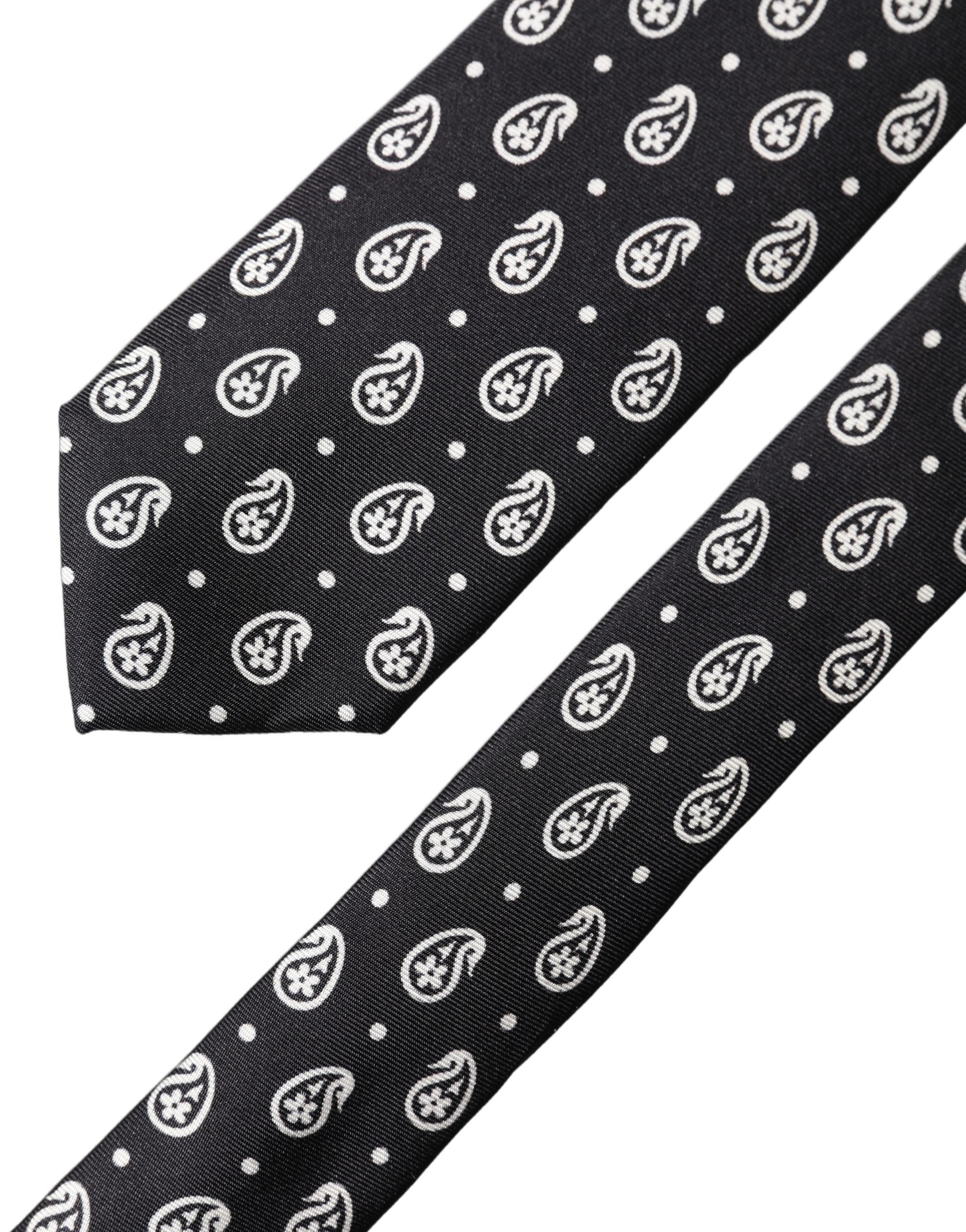 Dolce & Gabbana Dolce & Gabbana Black Paisley 100% Silk Adjustable Men Men'sd NeckMen's Men's Tie