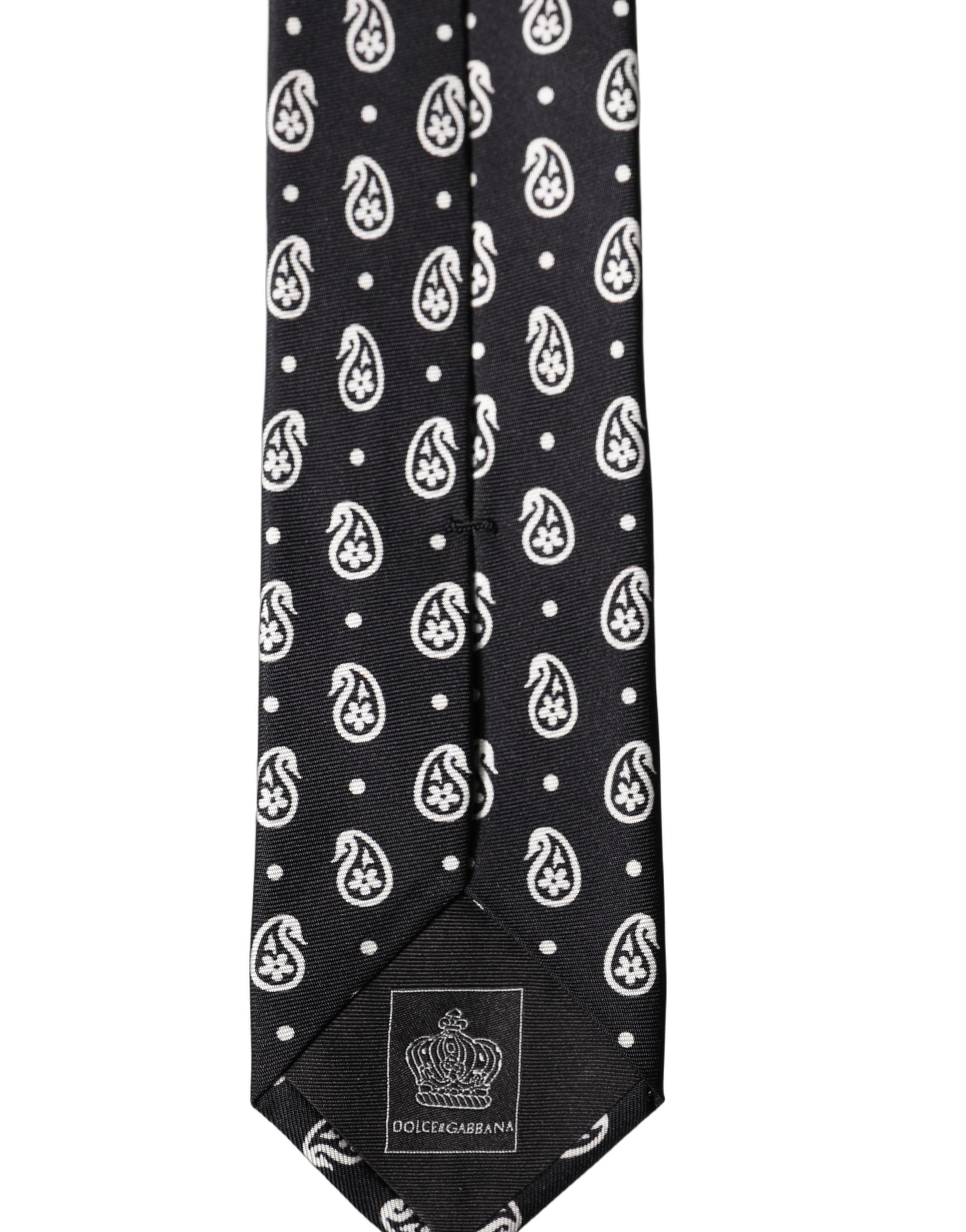 Dolce & Gabbana Dolce & Gabbana Black Paisley 100% Silk Adjustable Men Men'sd NeckMen's Men's Tie