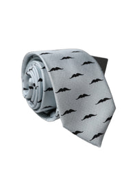 Dolce & Gabbana Dolce & Gabbana Light Gray Mustache Fantasy Silk Adjustable NeckMen's Men's Tie