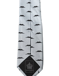 Dolce & Gabbana Dolce & Gabbana Light Gray Mustache Fantasy Silk Adjustable NeckMen's Men's Tie