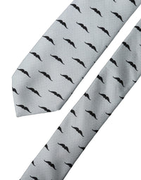 Dolce & Gabbana Dolce & Gabbana Light Gray Mustache Fantasy Silk Adjustable NeckMen's Men's Tie