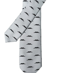 Dolce & Gabbana Dolce & Gabbana Light Gray Mustache Fantasy Silk Adjustable NeckMen's Men's Tie