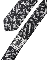 Dolce & Gabbana Dolce & Gabbana Black Trumpet Print Silk Adjustable Men Men'sd NeckMen's Men's Tie
