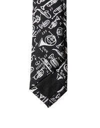 Dolce & Gabbana Dolce & Gabbana Black Trumpet Print Silk Adjustable Men Men'sd NeckMen's Men's Tie