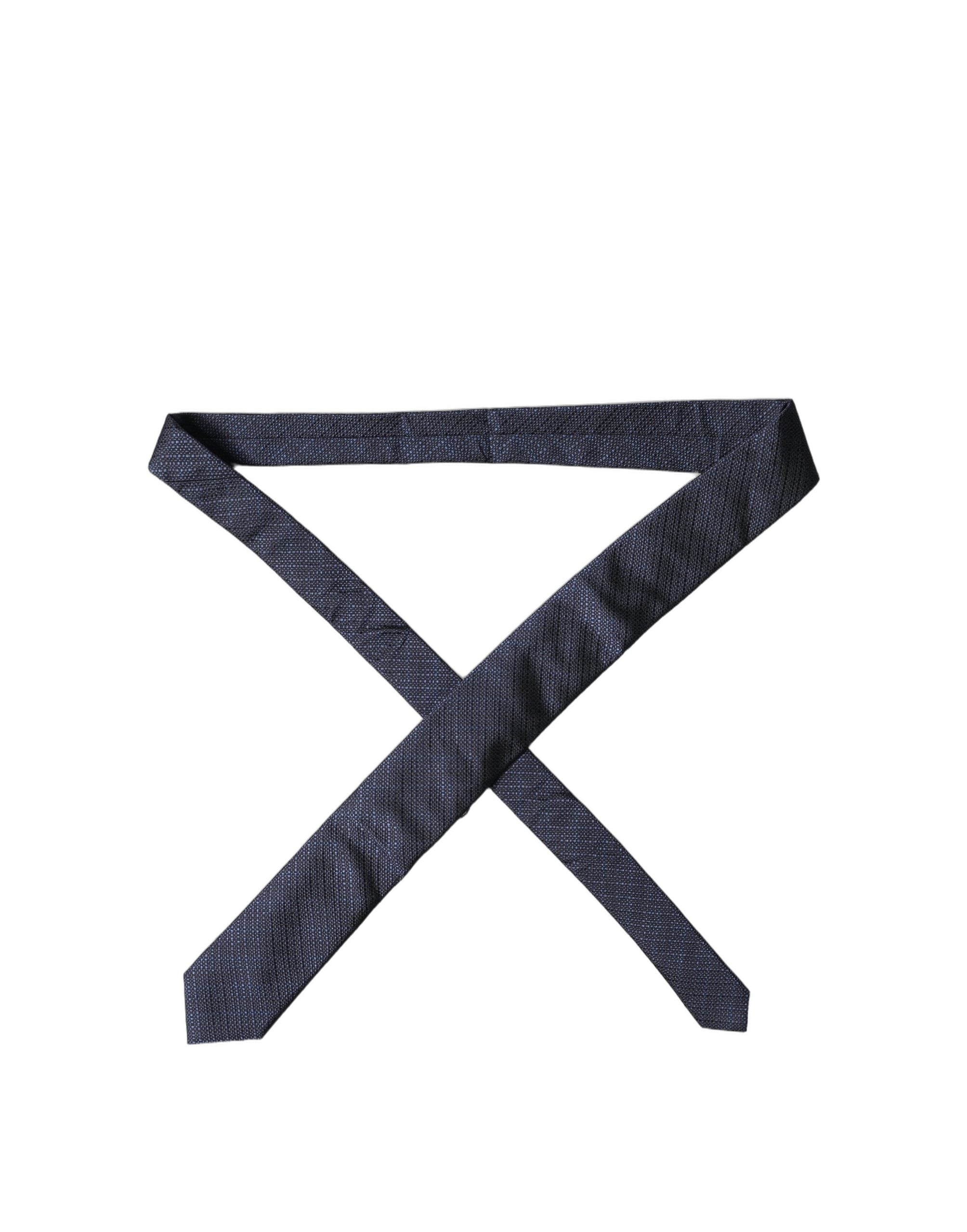 Dolce & Gabbana Navy Blue Textured Silk Adjustable Men Men'sd NeckMen's Men's Tie