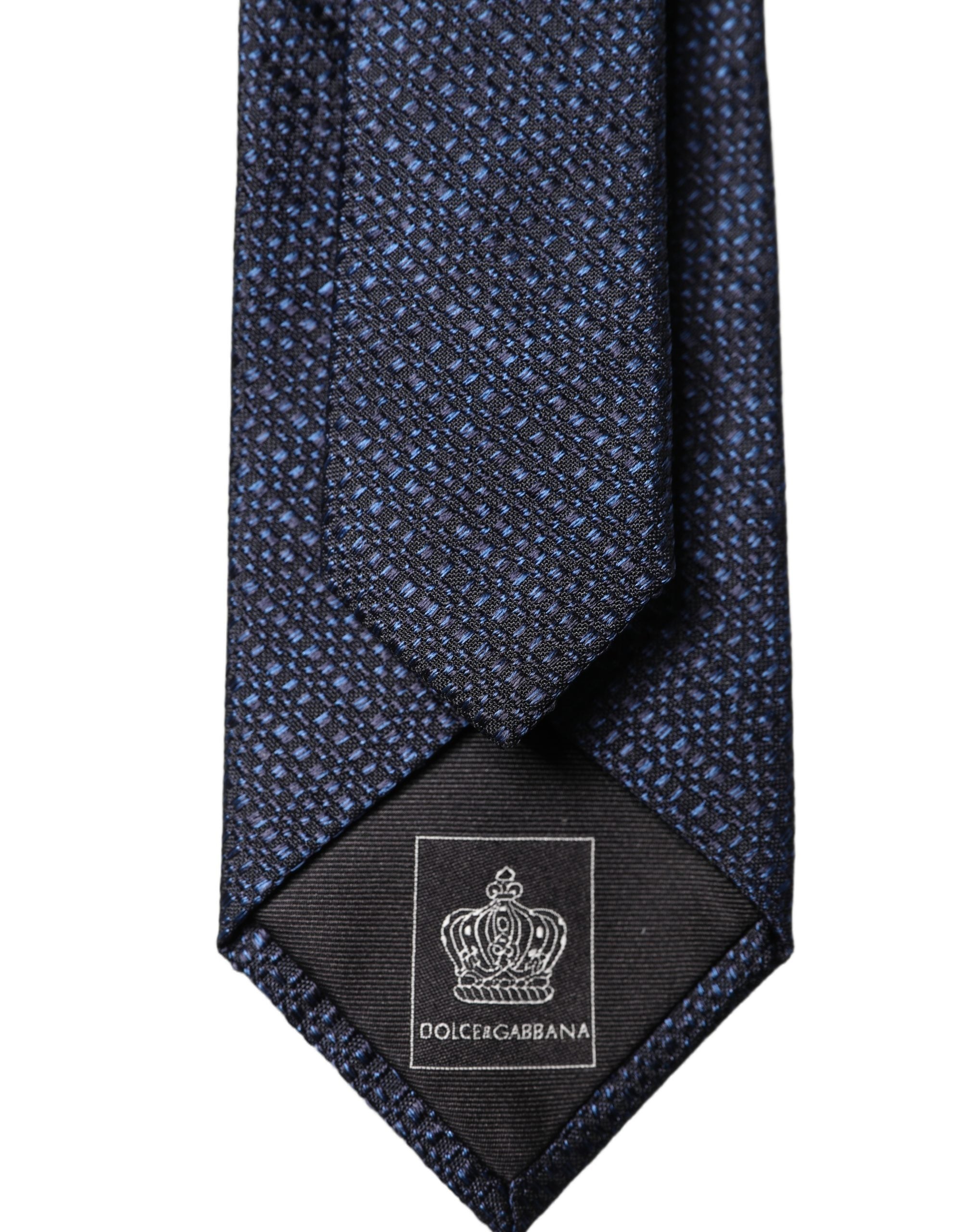 Dolce & Gabbana Navy Blue Textured Silk Adjustable Men Men'sd NeckMen's Men's Tie