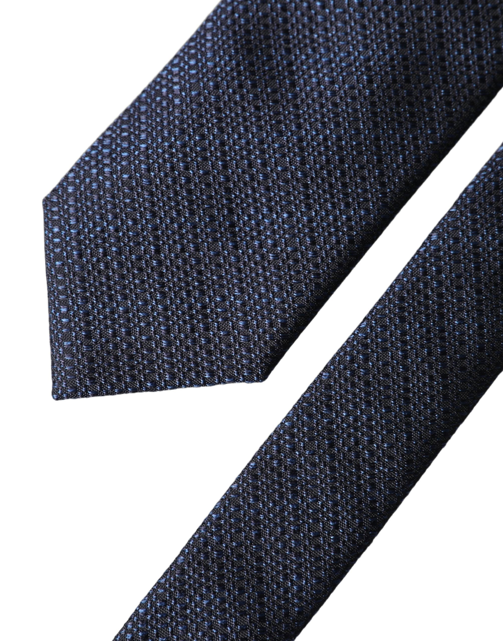 Dolce & Gabbana Navy Blue Textured Silk Adjustable Men Men'sd NeckMen's Men's Tie