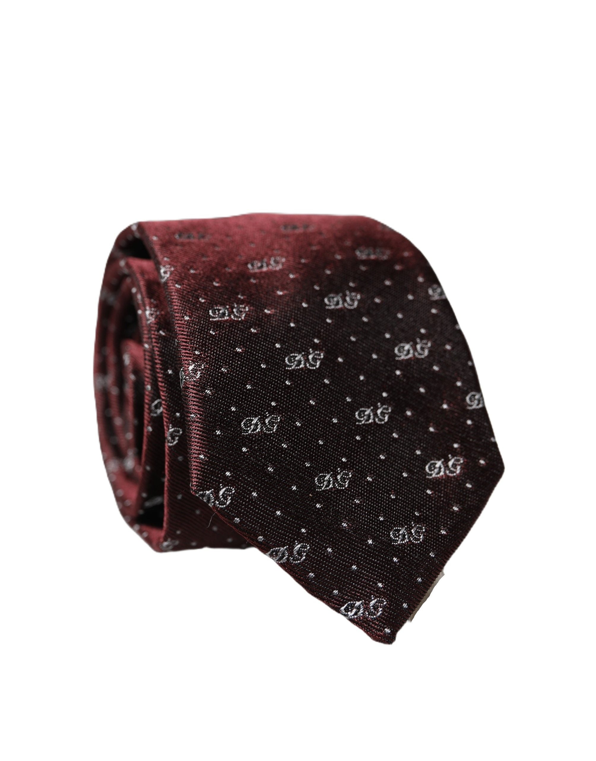 Dolce & Gabbana Dolce & Gabbana Burgundy Logo Monogram Silk Adjustable Men NeckMen's Men's Tie