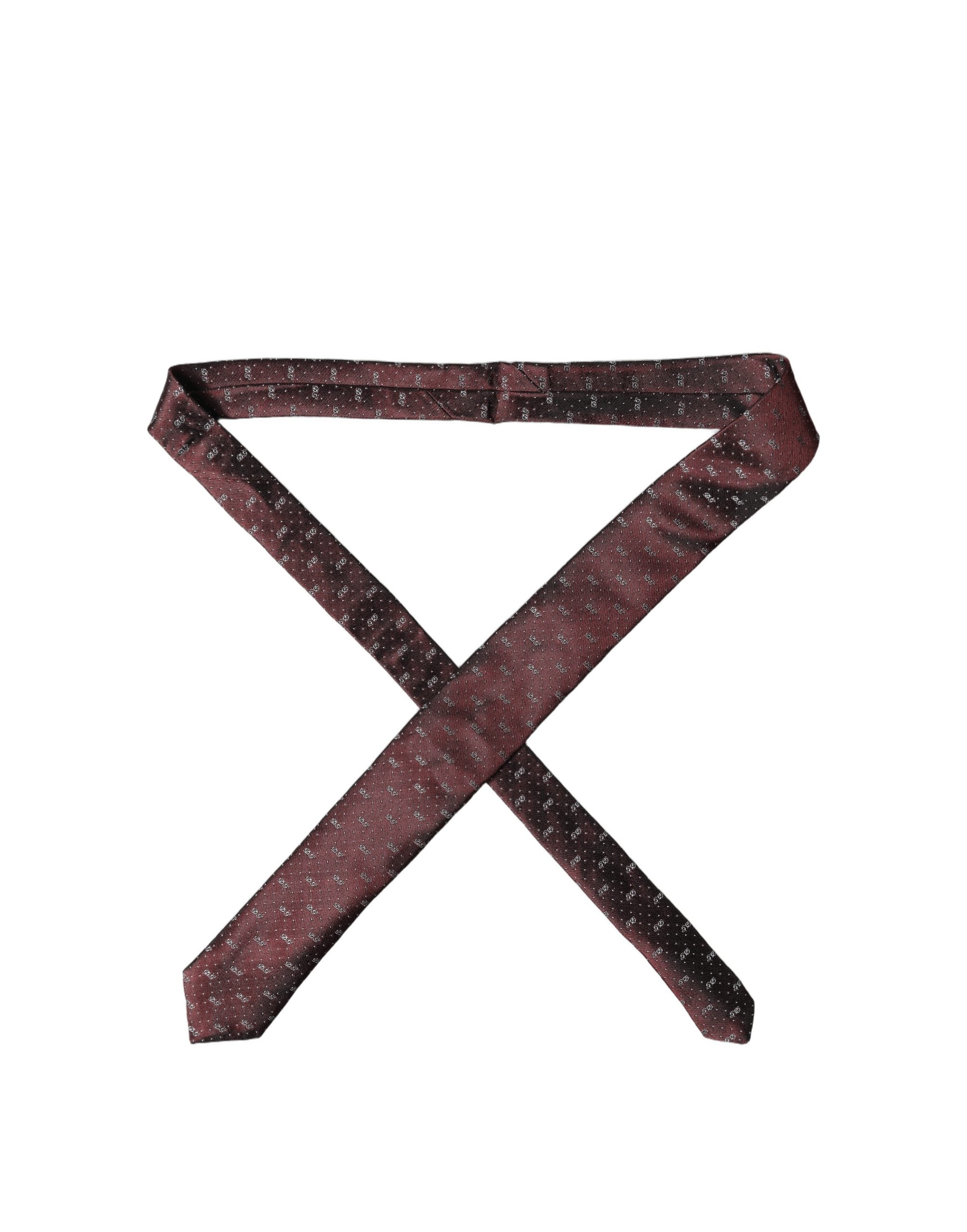 Dolce & Gabbana Dolce & Gabbana Burgundy Logo Monogram Silk Adjustable Men NeckMen's Men's Tie