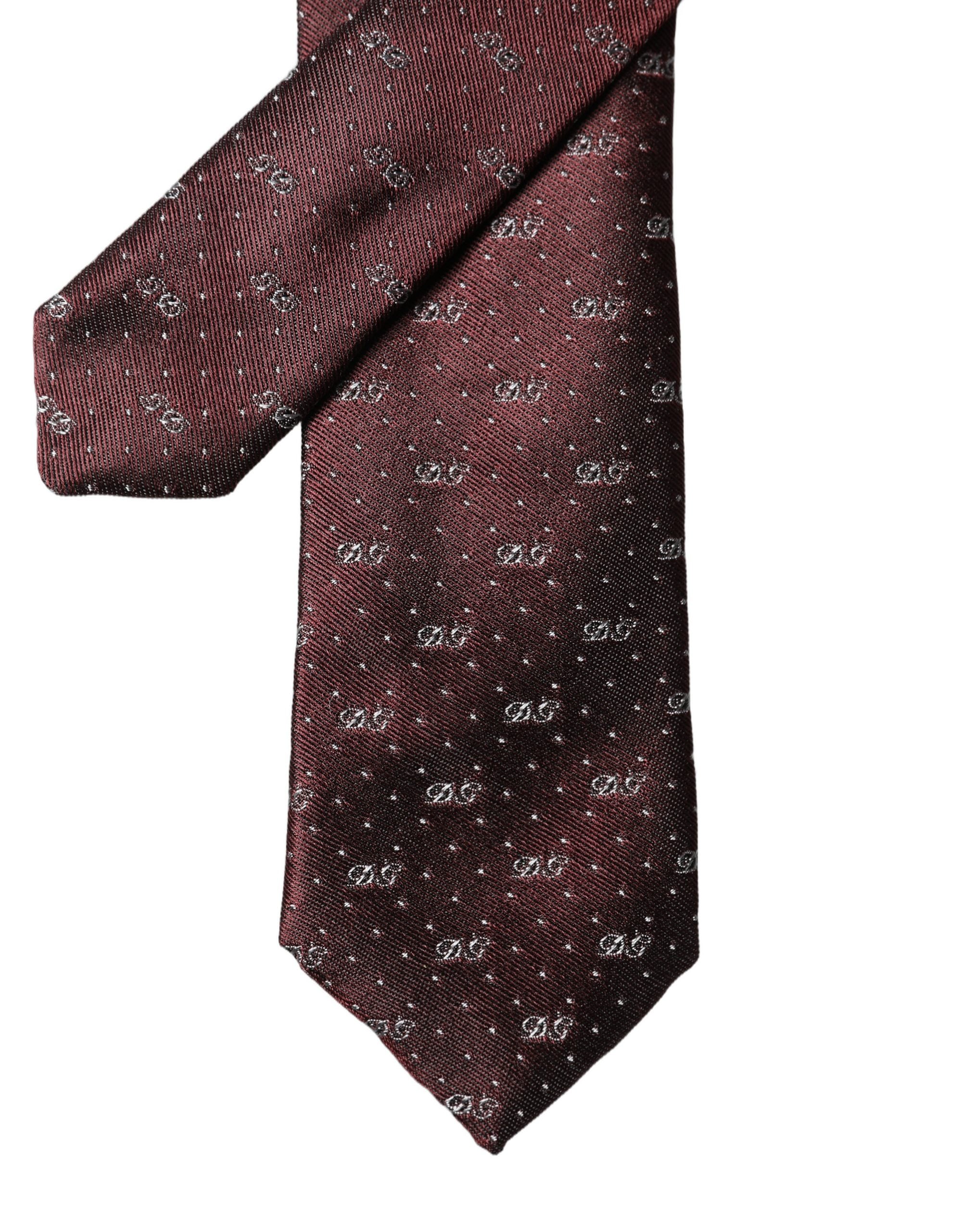 Dolce & Gabbana Dolce & Gabbana Burgundy Logo Monogram Silk Adjustable Men NeckMen's Men's Tie