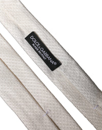 Dolce & Gabbana Dolce & Gabbana White Solid Textured Silk Adjustable Men Men'sd NeckMen's Men's Tie