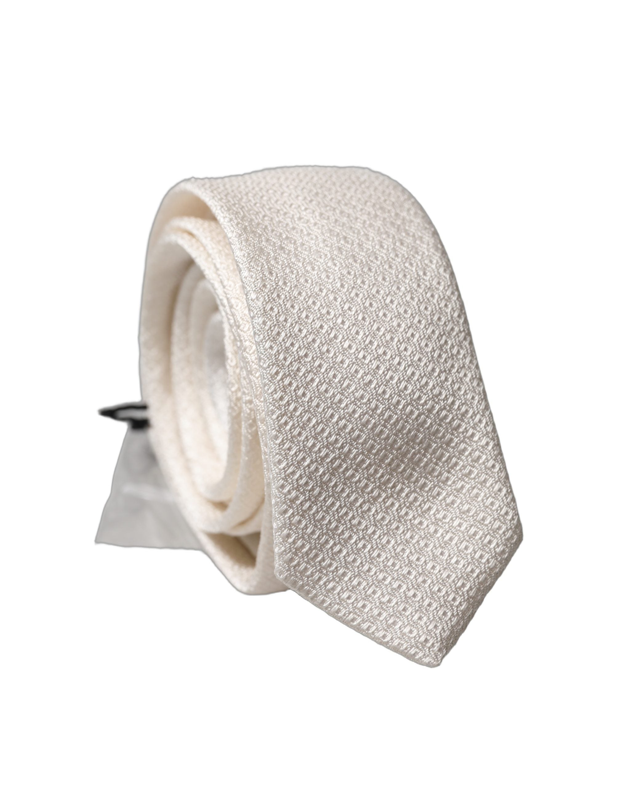 Dolce & Gabbana Dolce & Gabbana White Solid Textured Silk Adjustable Men Men'sd NeckMen's Men's Tie