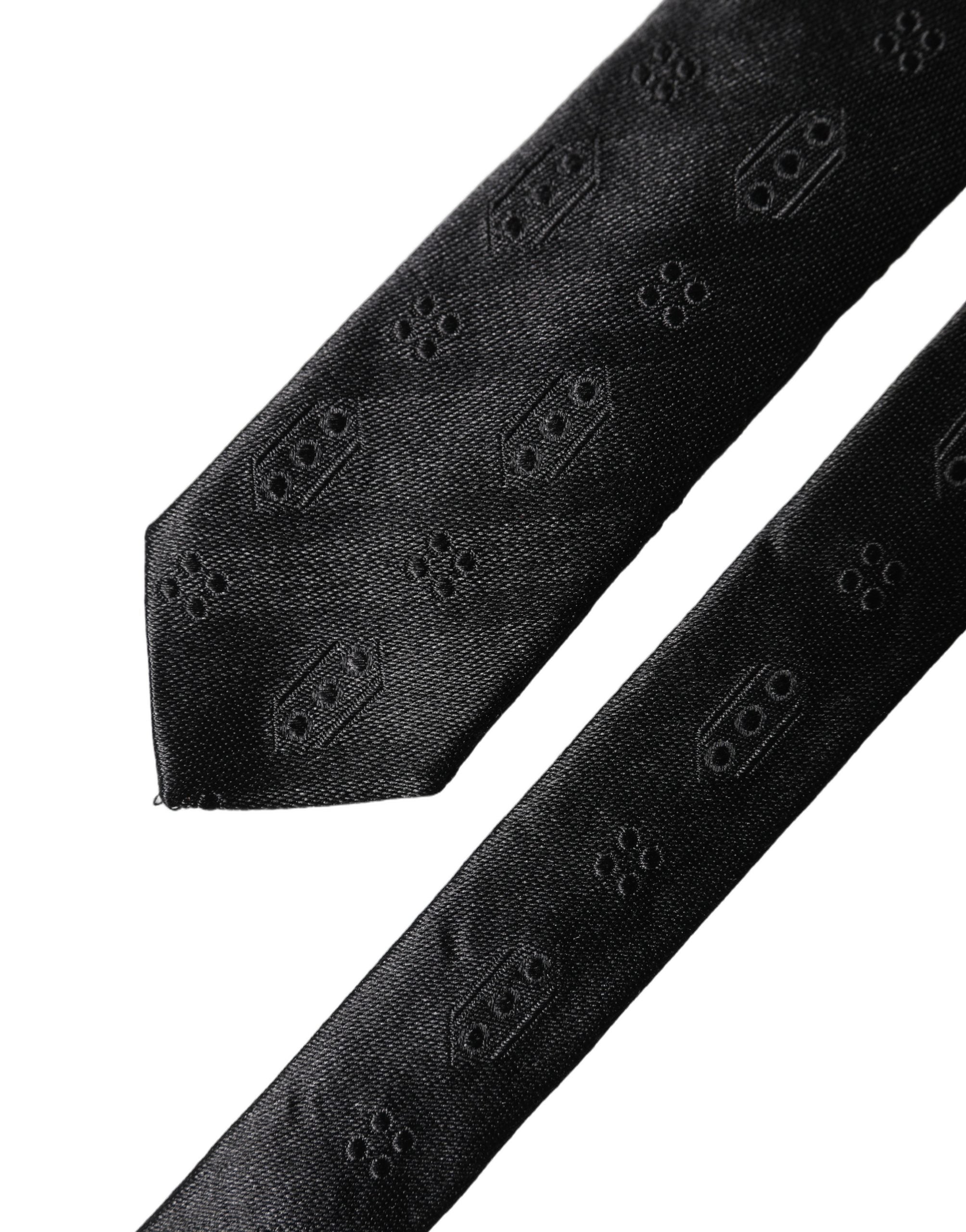 Dolce & Gabbana Dolce & Gabbana Black Patterned 100% Silk Adjustable Men NeckMen's Men's Tie