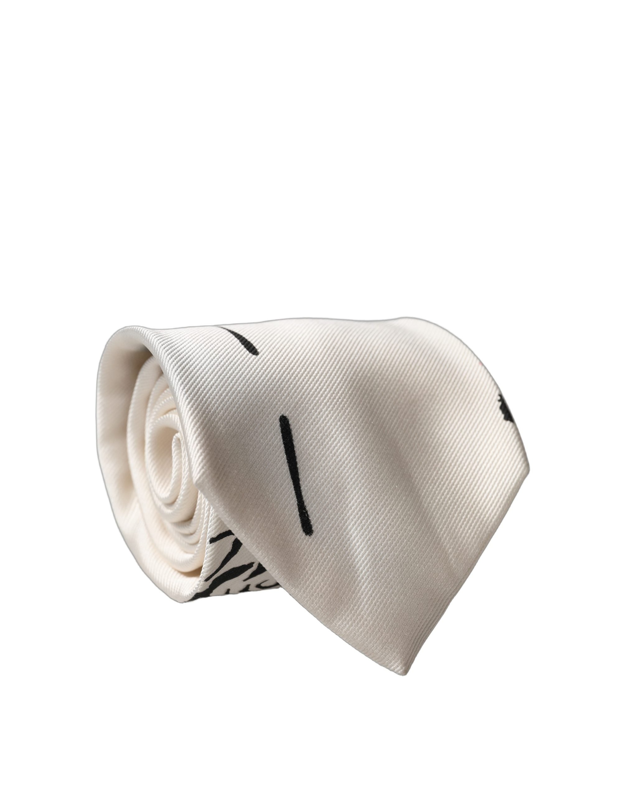 Dolce & Gabbana Dolce & Gabbana White Tattoo Floral Silk Adjustable Men Men'sd NeckMen's Men's Tie
