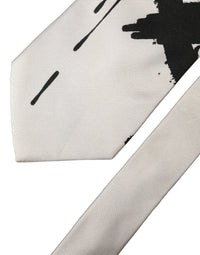 Dolce & Gabbana Dolce & Gabbana White Tattoo Floral Silk Adjustable Men Men'sd NeckMen's Men's Tie