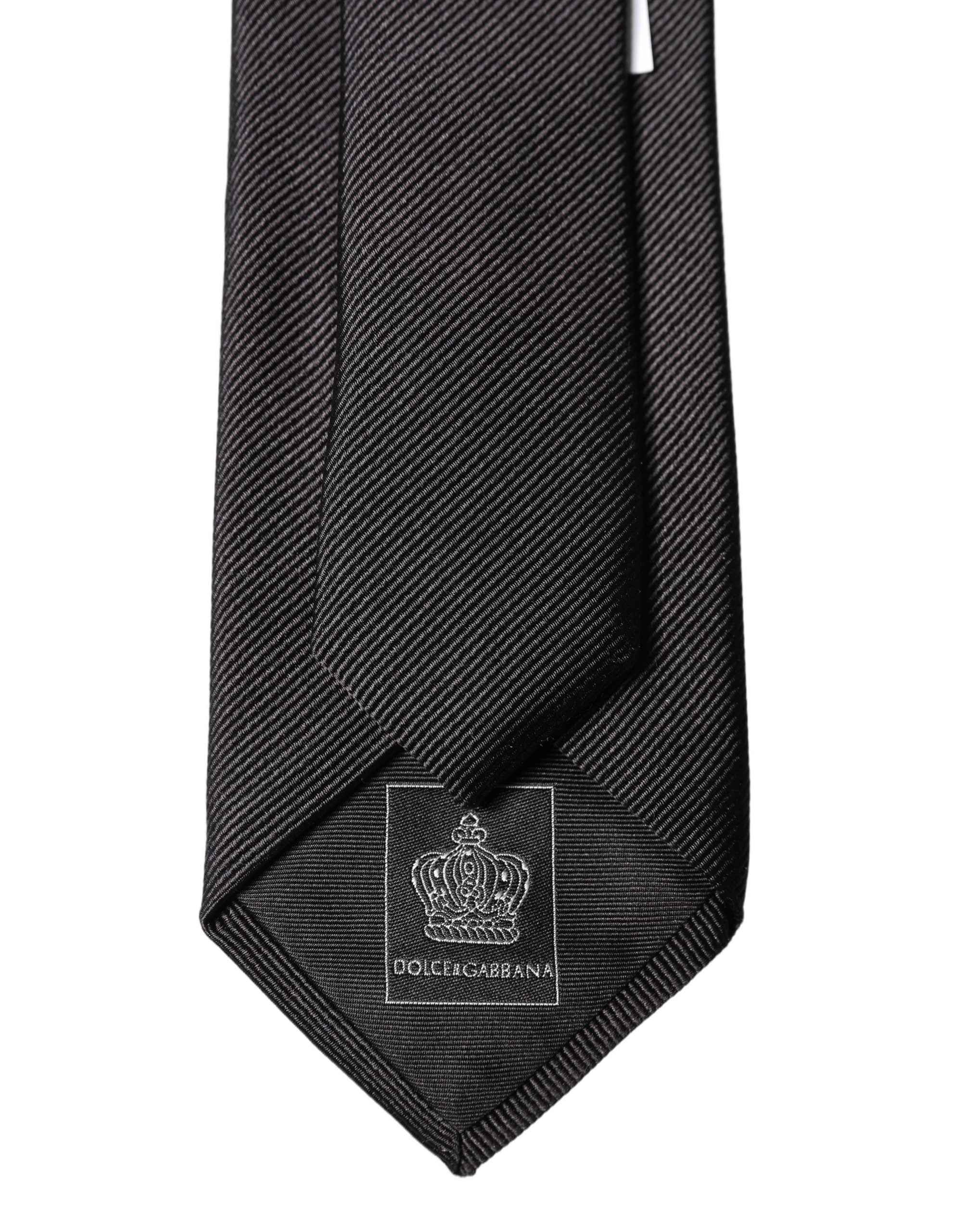 Dolce & Gabbana Black Solid 100% Silk Adjustable Men Men'sd NeckMen's Men's Tie