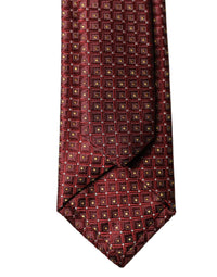 Dolce & Gabbana Burgundy Geometric Silk Adjustable Men Men'sd NeckMen's Men's Tie