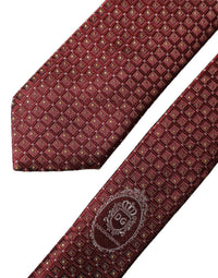 Dolce & Gabbana Burgundy Geometric Silk Adjustable Men Men'sd NeckMen's Men's Tie