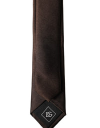 Dolce & Gabbana Dolce & Gabbana Brown Solid 100% Silk Adjustable Men Men'sd NeckMen's Men's Tie