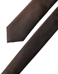 Dolce & Gabbana Dolce & Gabbana Brown Solid 100% Silk Adjustable Men Men'sd NeckMen's Men's Tie