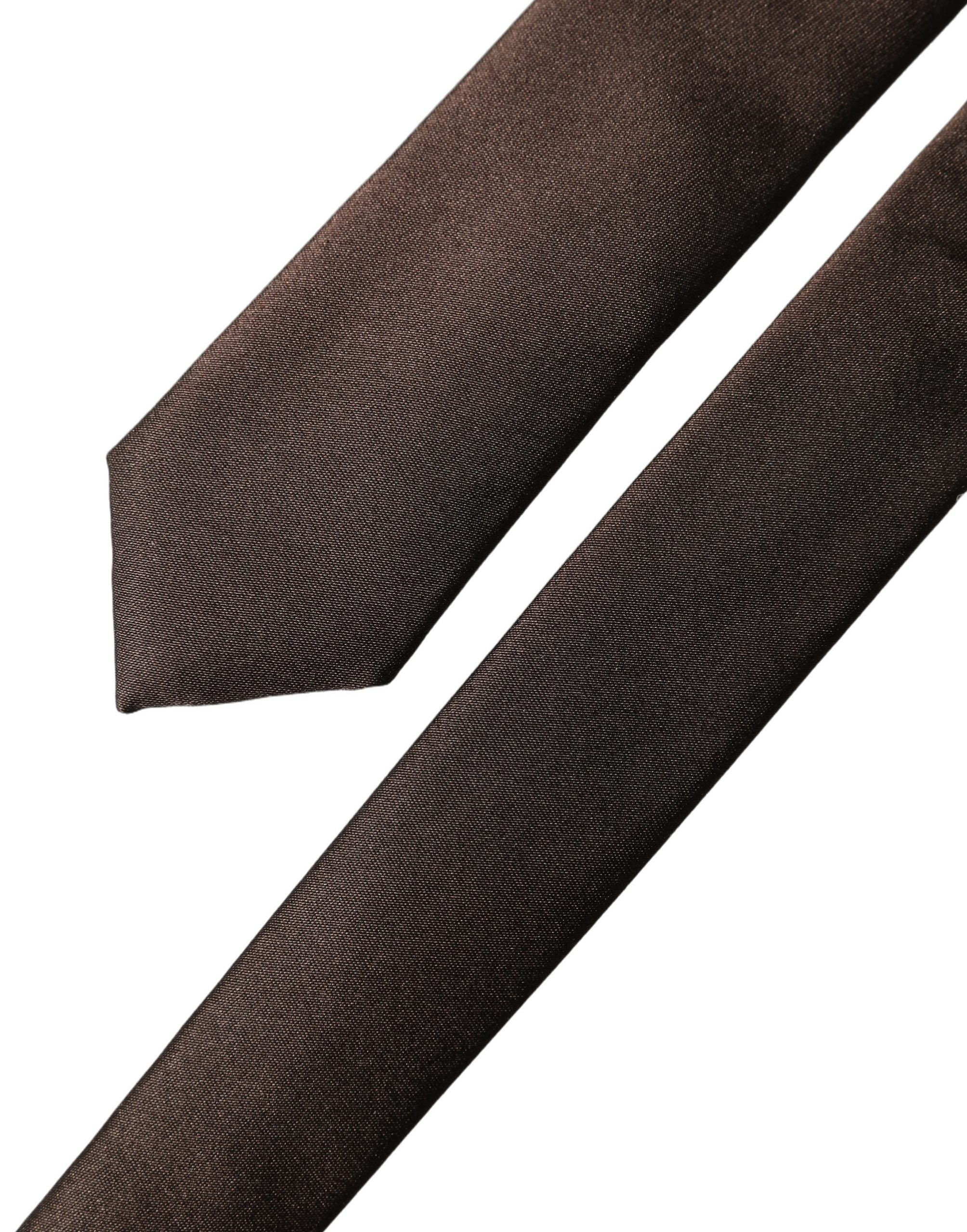 Dolce & Gabbana Dolce & Gabbana Brown Solid 100% Silk Adjustable Men Men'sd NeckMen's Men's Tie